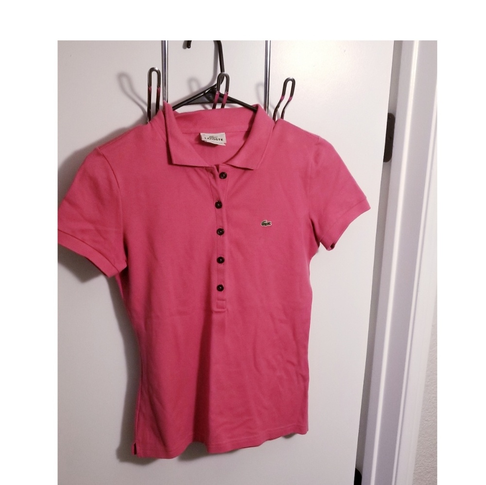 Pink Lacoste Shirt & Head band Size 38 -Pre owned